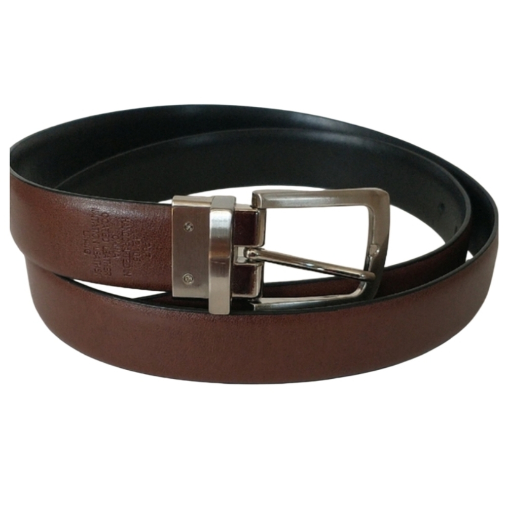 Elegant Brown Coated Leather Men's Belt. Size: 42/105